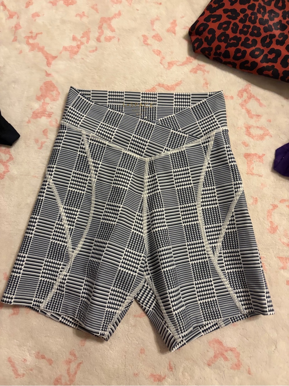 l*space Black and White Plaid High-Rise Athletic Shorts